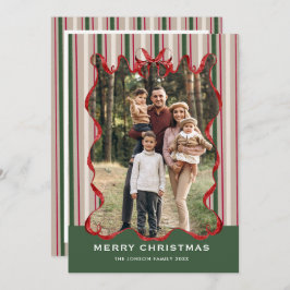 Vintage Velvet Christmas Red Bow Coquette 5 Photo Feiertagskarte