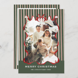 Vintage Velvet Christmas Red Bow Coquette 5 Photo Feiertagskarte