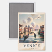Vintage Venedig Italien Gondel Kanal Aquarell Kuns Magnet (Vorderseite/Rückseite)