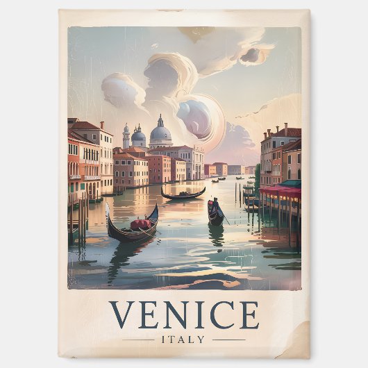 Vintage Venedig Italien Gondel Kanal Aquarell Kuns Magnet (Vorderseite)