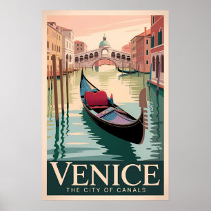 Vintage Venedig-Reise - Gondel am Canal Grande Poster