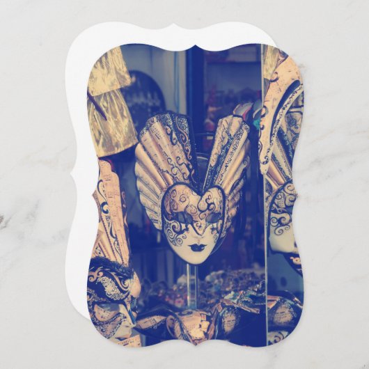 Vintage Venezianische Karneval-Maske Einladung (Vorne/Hinten)