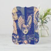 Vintage Venezianische Karneval-Maske Einladung (Stehend Vorderseite)