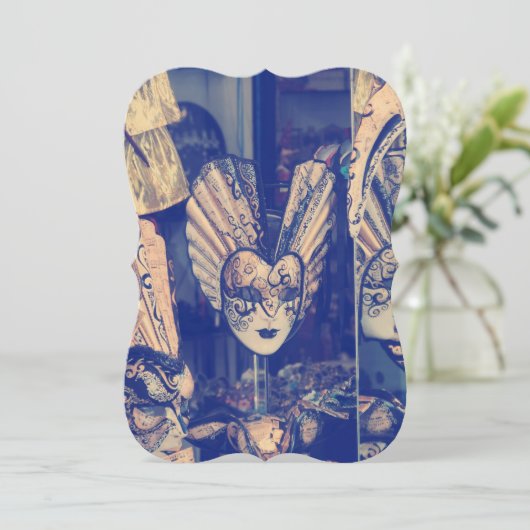 Vintage Venezianische Karneval-Maske Einladung (Stehend Vorderseite)