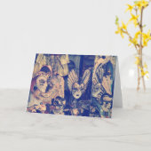 Vintage Venezianische Karneval-Masken Karte (Gelbe Blume)