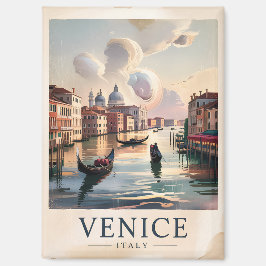 Vintage Venice Italy Gondola Canal Watercolor Art Magnet