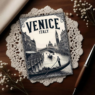Vintage Venice Italy Gondola Travel Postkarte