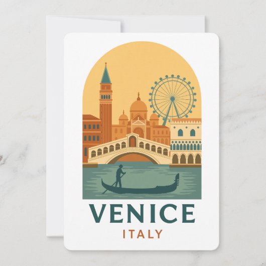Vintage Venice Italy Illustration Invitation Einladung (Vorderseite)