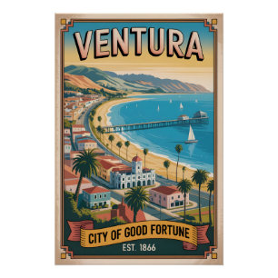 Vintage Ventura Kalifornien Retro-Reise Poster
