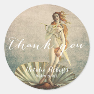 Vintage Venus und Goldschere Salon der Hair Stylis Runder Aufkleber