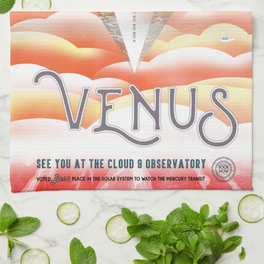 Vintage Venusreise Geschirrtuch (Gefaltet)