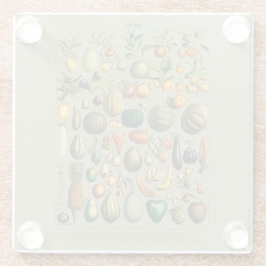 Vintage Veranschaulichung Obst und Gemüse Glasuntersetzer (Rückseite)