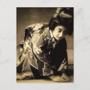 Vintage Verbeugung Geisha Sepia getönt お辞儀 Japanis Postkarte