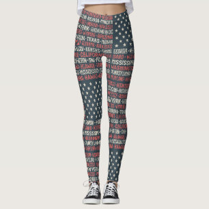Vintage verblasste amerikanische Flagge Staatsname Leggings