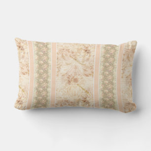 Vintage verblasster Damast Blumen Script  Lendenkissen