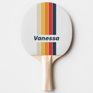 Vintage verblasster Regenbogen-Pin gestreift mit N Tischtennis Schläger
