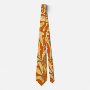 Vintage verbranntes Orange und Gold Blätter Muster Krawatte