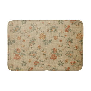 Vintage verbranntes Orange und Salbei Grün floral Badematte