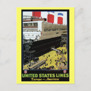 Vintage Vereinigte Staaten - Linien Europa Amerika Postkarte