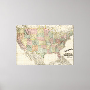 Vintage Vereinigte Staaten Railroad Map (1907) Leinwanddruck