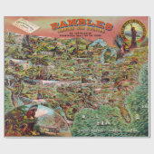 Vintage Vereinigte Staaten zeichnen Rambles Reise Geschenkpapier (Flach)