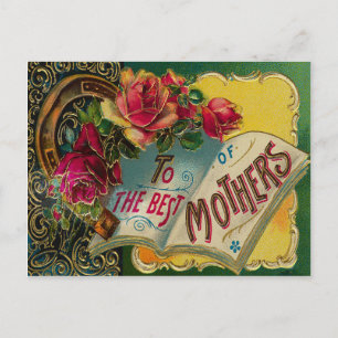 Vintage vergoldete Rosen zum Muttertag Postkarte
