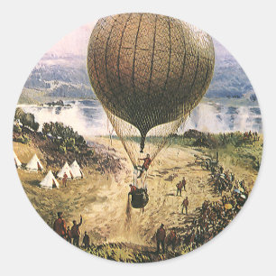 Vintage Verkehr, Heißluftballon Luftschiffe Runder Aufkleber