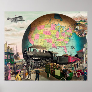 Vintage Verkehrsdarstellung Poster