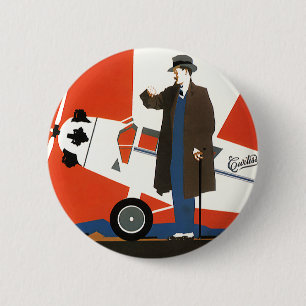 Vintage Verkehrsmittel, Propellerflugzeug und Pilo Button