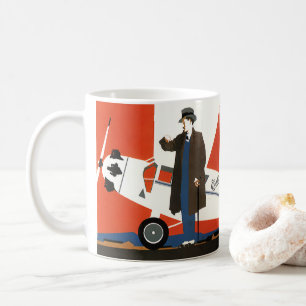 Vintage Verkehrsmittel, Propellerflugzeug und Pilo Kaffeetasse