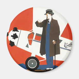 Vintage Verkehrsmittel, Propellerflugzeug und Pilo Magnet