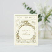 Vintage Verlobung Angeling Ring Ankündigungspostkarte (Stehend Vorderseite)