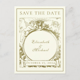 Vintage Verlobung Angeling Ring Ankündigungspostkarte