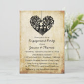 Vintage Verlobung-Dusche für Herzklopfen Einladung (Stehend Vorderseite)