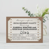 VINTAGE VERLOBUNG TICKET TYPOGRAPHISCHE EINFORDERU EINLADUNG (Stehend Vorderseite)