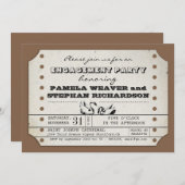 VINTAGE VERLOBUNG TICKET TYPOGRAPHISCHE EINFORDERU EINLADUNG (Vorne/Hinten)