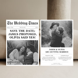 Vintage Verlobung Wedding Newspaper Style Foto Save The Date