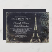 Vintage Verlobungsparty im Pariser Eiffelturm Einladung (Vorne/Hinten)
