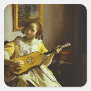 Vintage Vermeer Der Gitarrenspieler Sticker