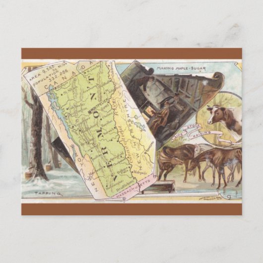 Vintage Vermont Map Postkarte (Vorderseite)