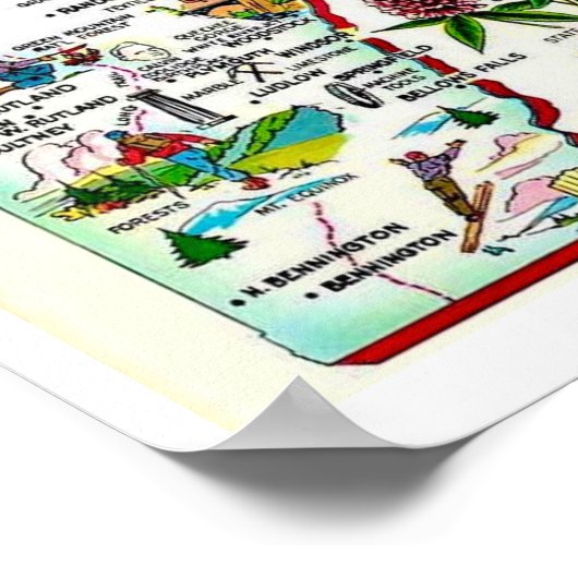 Vintage Vermont Map Print Poster (Ecke)