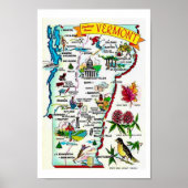 Vintage Vermont Map Print Poster (Vorne)