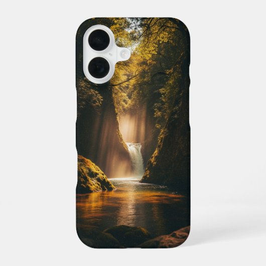 Vintage versteckter Wasserfall im Tal iPhone 16 Hülle (Rückseite)