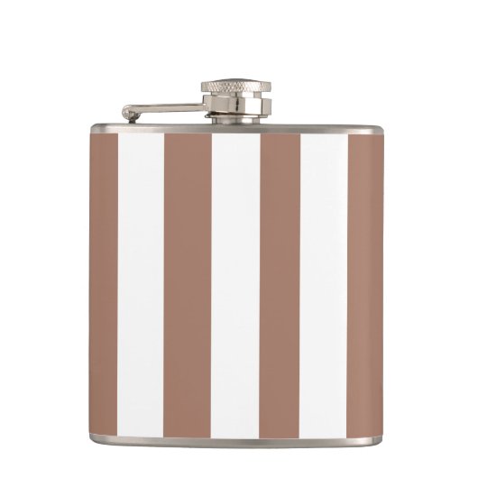 Vintage vertikale Streifen Mocha Mousse White Flachmann (Vorderseite)