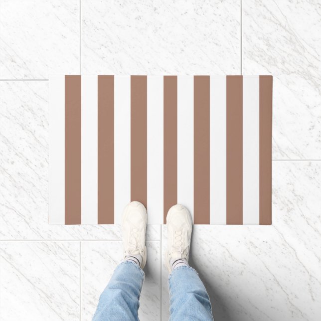 Vintage vertikale Streifen Mocha Mousse White Fußmatte (Indoor)