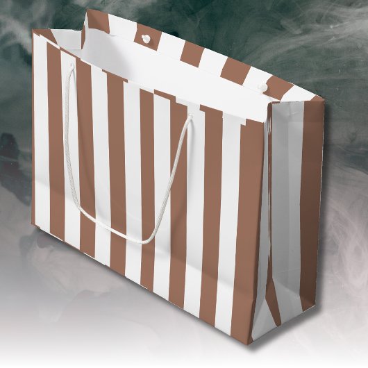 Vintage vertikale Streifen Mocha Mousse White Große Geschenktüte