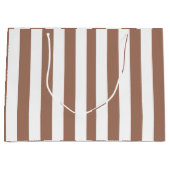 Vintage vertikale Streifen Mocha Mousse White Große Geschenktüte (Vorderseite)