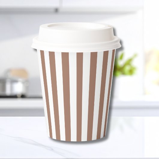 Vintage vertikale Streifen Mocha Mousse White Pappbecher