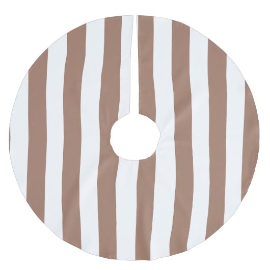 Vintage vertikale Streifen Mocha Mousse White Polyester Weihnachtsbaumdecke (Vorderseite)