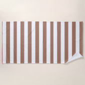 Vintage vertikale Streifen Mocha Mousse White Strandtuch (Vorderseite)